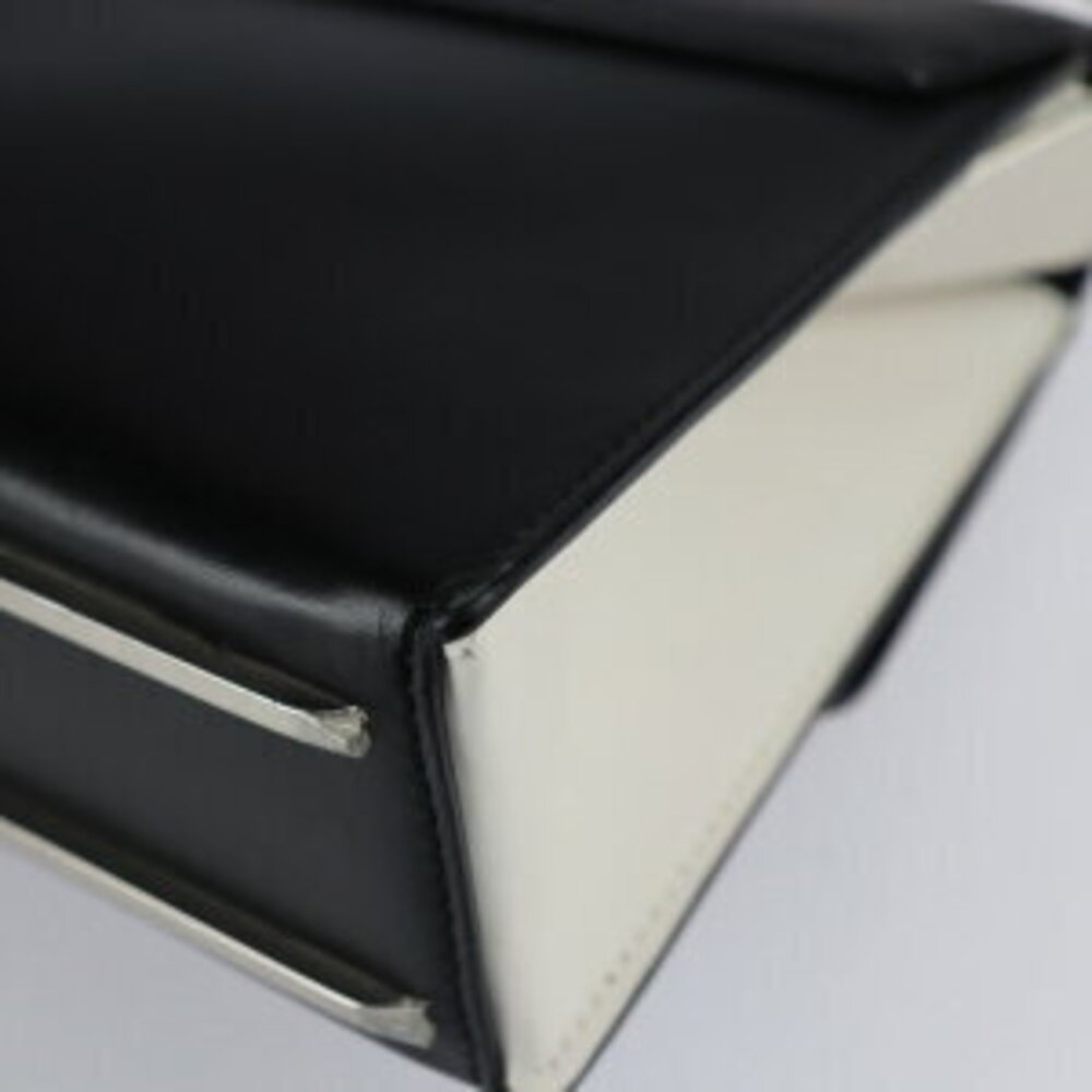 Balenciaga Maillon Handbag Trapeze Black Calfskin Bag Leather Shoulder White - Picture 5 of 9